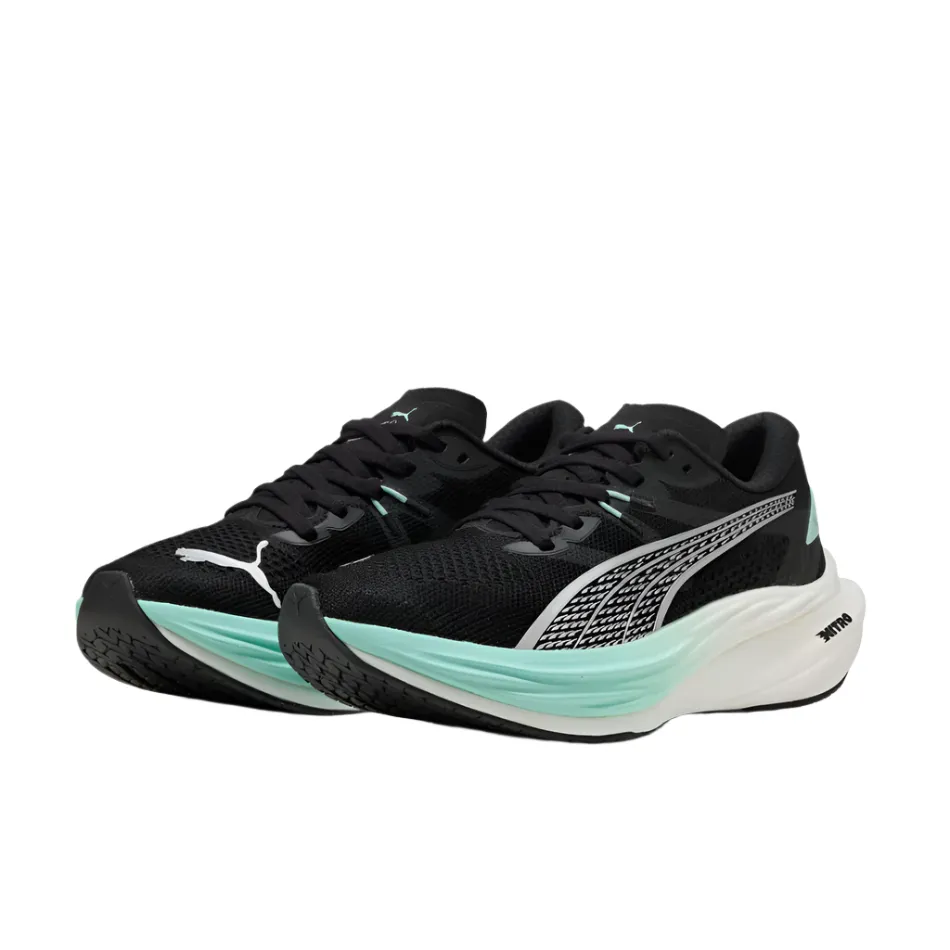 Anti   Static All   Purpose PUMA Women's Deviate NITRO 3 Running Shoes in PUMA Black/Mint Melt AW25