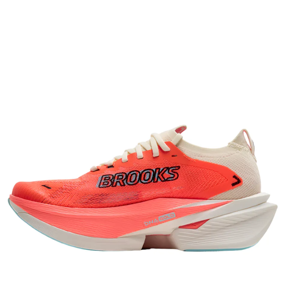Brooks Women's Hyperion Max 3 Running Shoes in Coconut/Fiery Coral/Atomizer AW25 Torsion Control Tech Flex Step