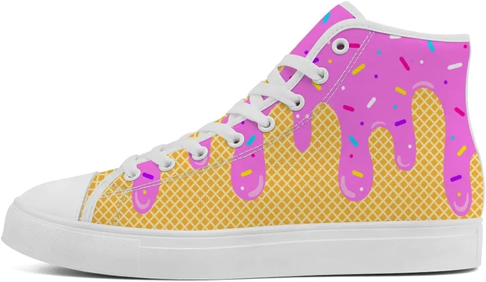 Ice Cream High Top Canvas Shoes for Men Women High Top Sneakers Lace Up Casual Shoes Gifts for Boys Girls
