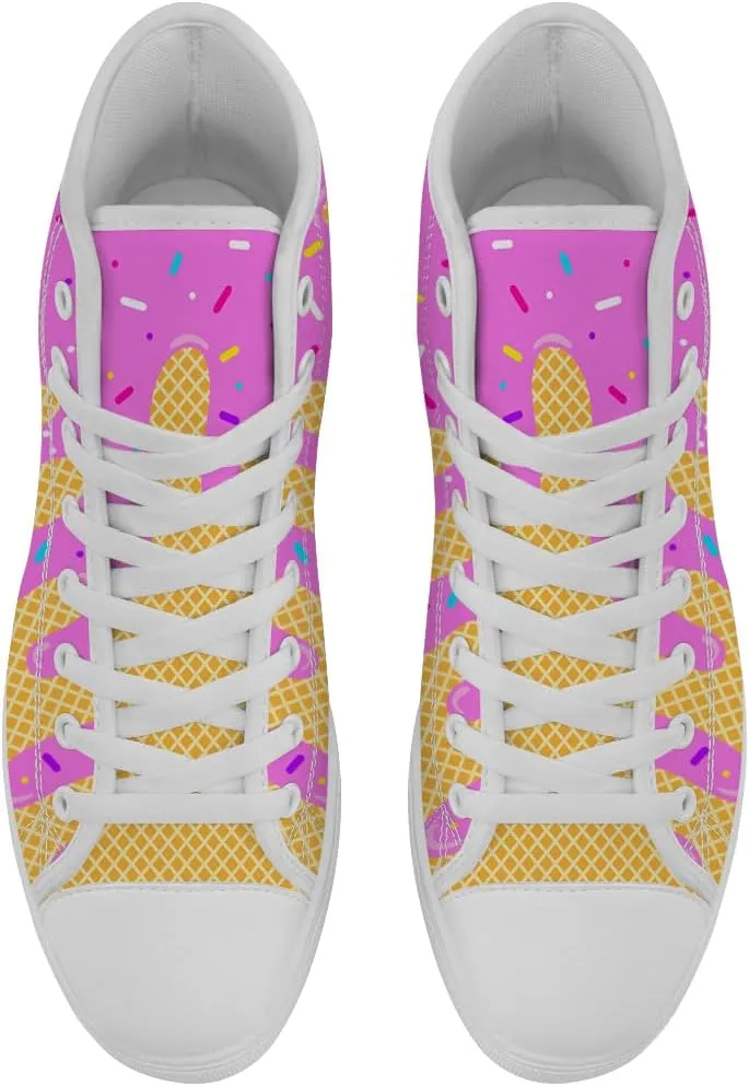 Ice Cream High Top Canvas Shoes for Men Women High Top Sneakers Lace Up Casual Shoes Gifts for Boys Girls