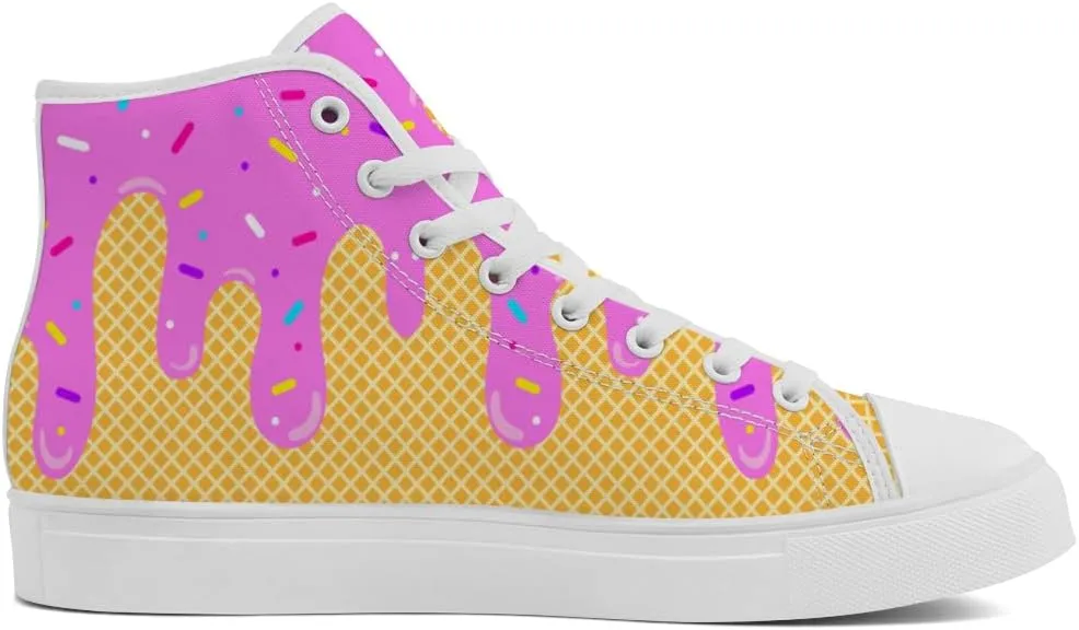 Ice Cream High Top Canvas Shoes for Men Women High Top Sneakers Lace Up Casual Shoes Gifts for Boys Girls