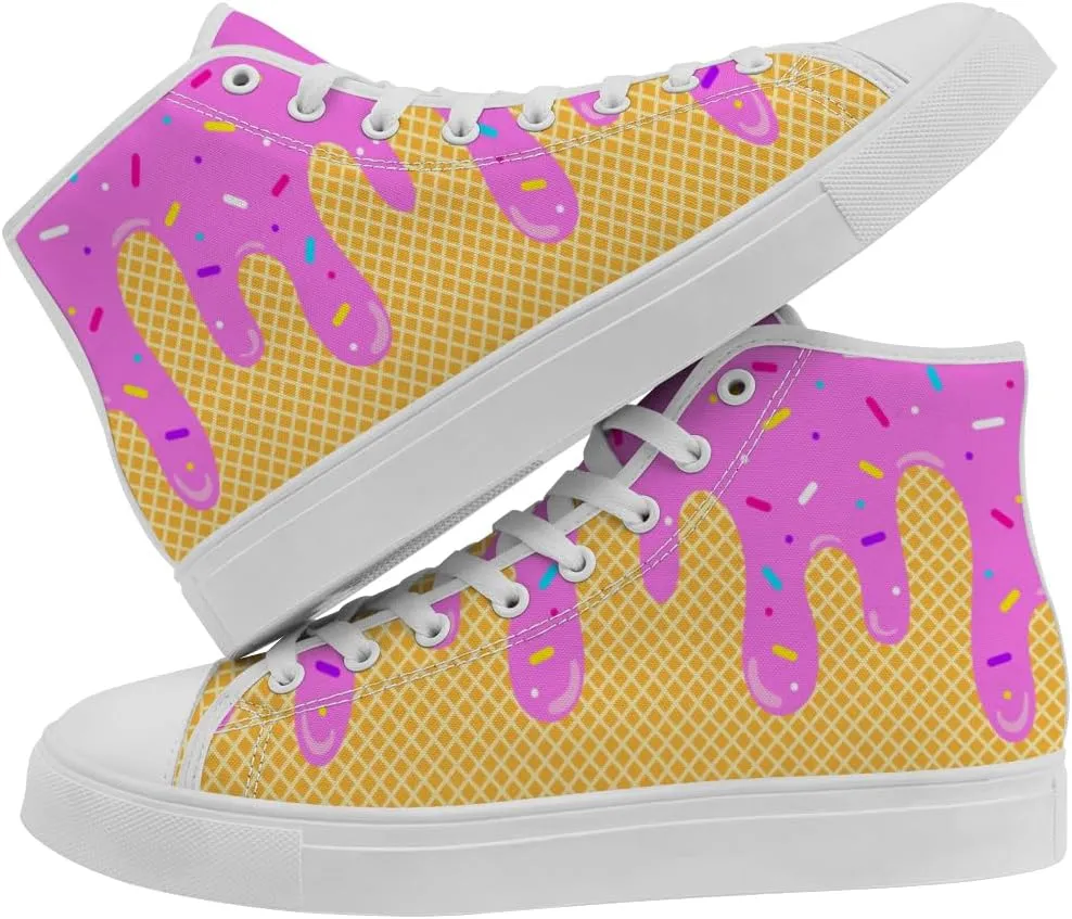 Ice Cream High Top Canvas Shoes for Men Women High Top Sneakers Lace Up Casual Shoes Gifts for Boys Girls