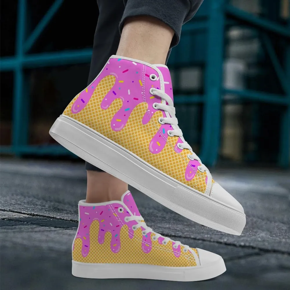 Ice Cream High Top Canvas Shoes for Men Women High Top Sneakers Lace Up Casual Shoes Gifts for Boys Girls