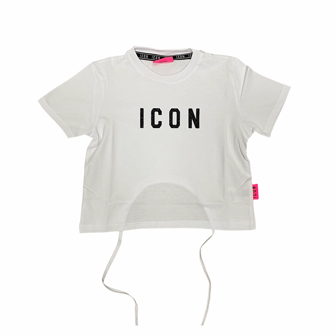 Icon maglietta manica corta da ragazza con logo glitter IGKSS00538 1000 bianco-nero Relaxed Style Relaxed fit wear