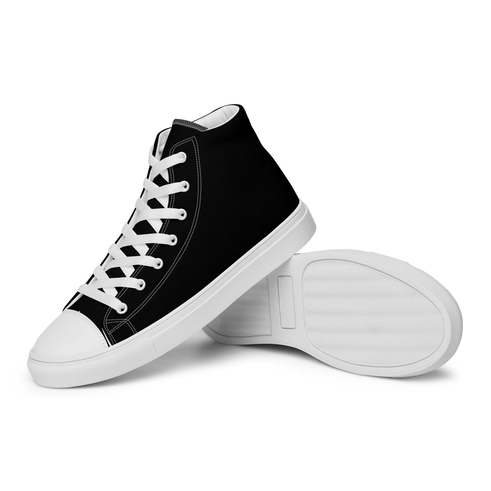 iSAW Womens Black / Black White High-Top Canvas Shoes