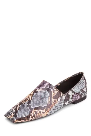 Jeffrey Campbell Lanvale Square Toe Flats Blue Snake Slip On Moccasin Loafers