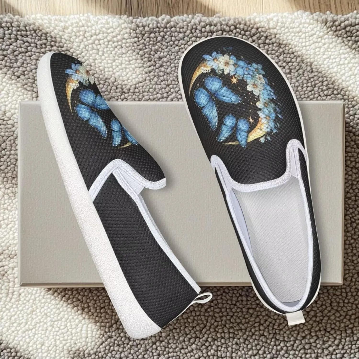 Jeiento Butterfly Slip-On Loafers for Women Casual Shoes Outdoor Mesh Shoes