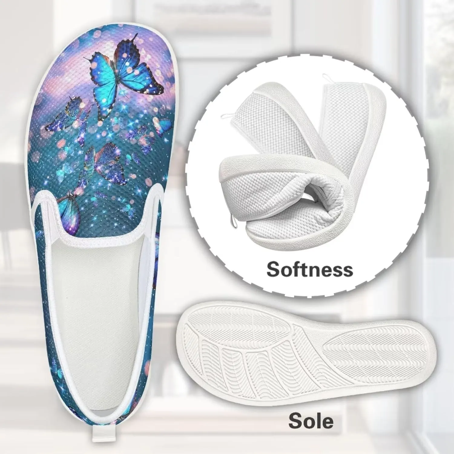 Jeiento Butterfly Slip-On Loafers for Women Casual Shoes Outdoor Mesh Shoes