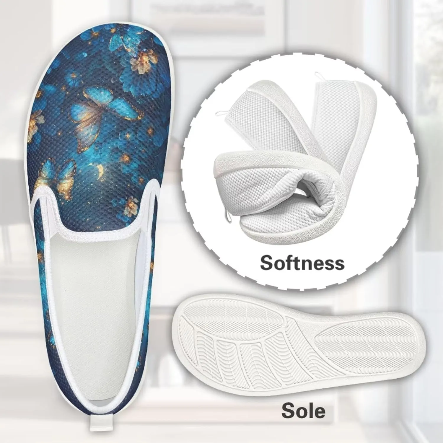 Jeiento Butterfly Slip-On Loafers for Women Casual Shoes Outdoor Mesh Shoes
