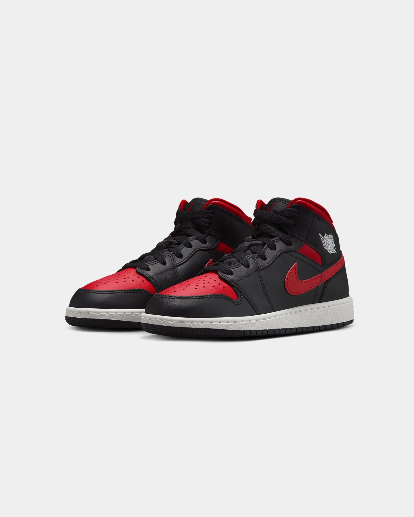 Light Motion Jordan Kids' Air Jordan 1 Mid (GS) Black/Varsity Red