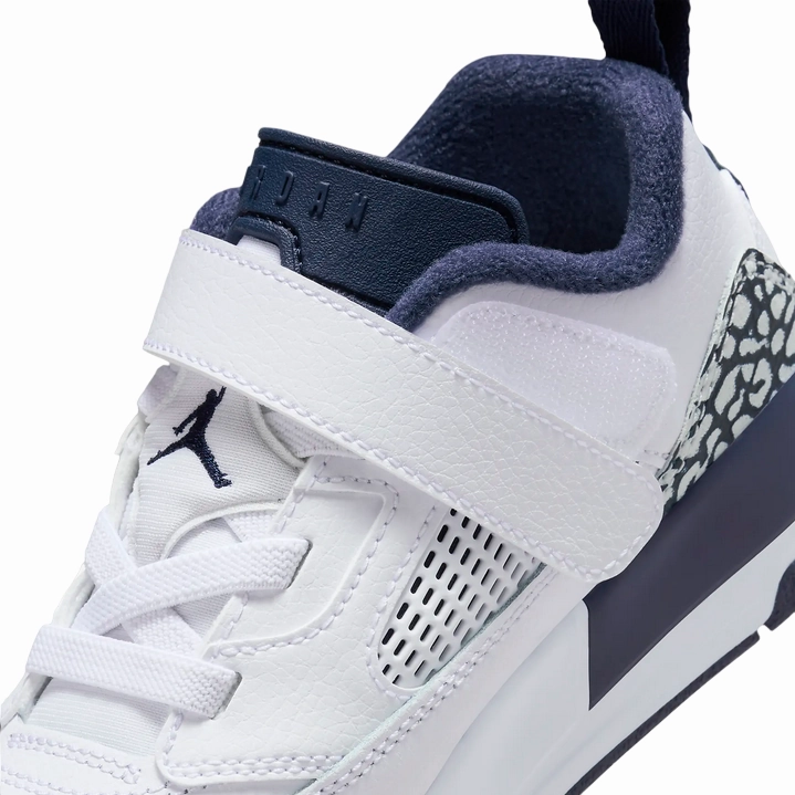 Jordan scarpa sneakers da bambino Spizike Low FQ3951-104 bianco-platino-blu MeshUpper Tapered Heel Counter