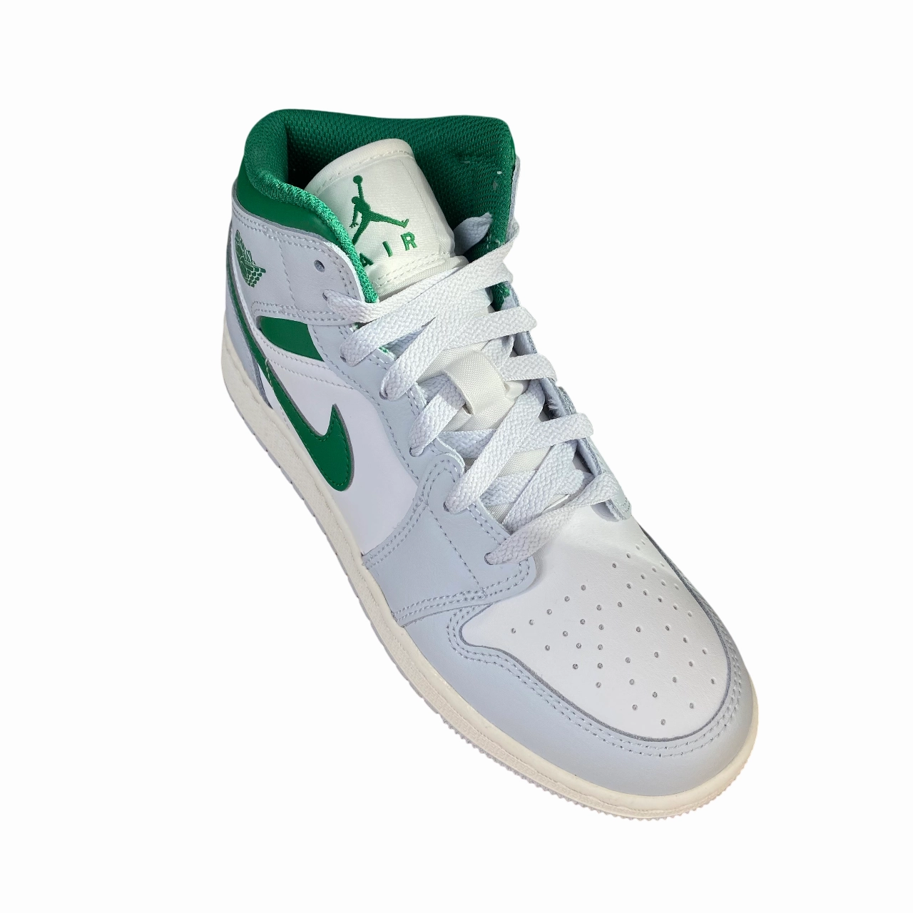 Snug Heel Cup winter running shoes Jordan scarpa sneakers junior Air Jordan 1 Mid DQ8423-142 bianco-platino-verde