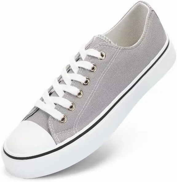 JUDIS Womens Lace Up Canvas Shoes Low Top Fashion Sneakers Casual Tennis Walking Shoes