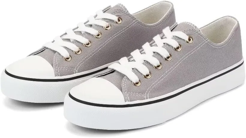 JUDIS Womens Lace Up Canvas Shoes Low Top Fashion Sneakers Casual Tennis Walking Shoes