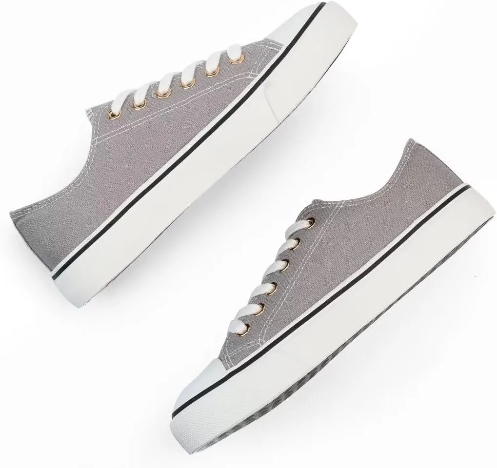 JUDIS Womens Lace Up Canvas Shoes Low Top Fashion Sneakers Casual Tennis Walking Shoes