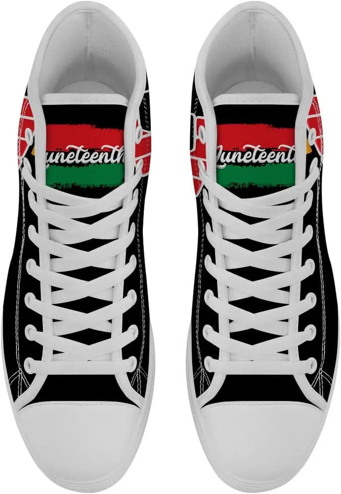 Juneteenth High Top Sneakers Black Month History High Top Canvas Shoes Lace Up Casual Shoes Gifts for Men Women