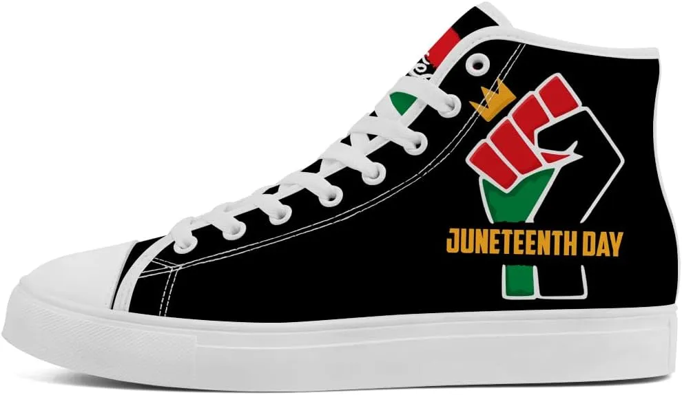 Juneteenth High Top Sneakers Black Month History High Top Canvas Shoes Lace Up Casual Shoes Gifts for Men Women