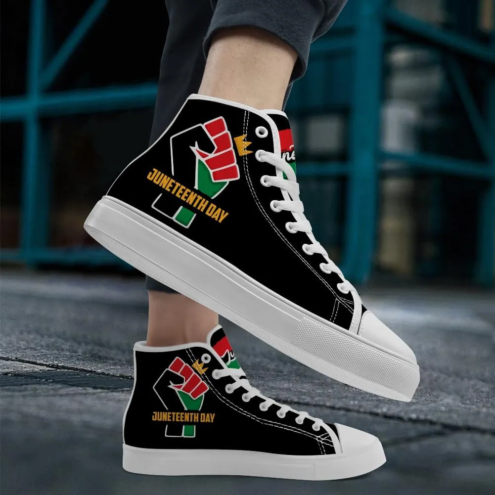 Juneteenth High Top Sneakers Black Month History High Top Canvas Shoes Lace Up Casual Shoes Gifts for Men Women
