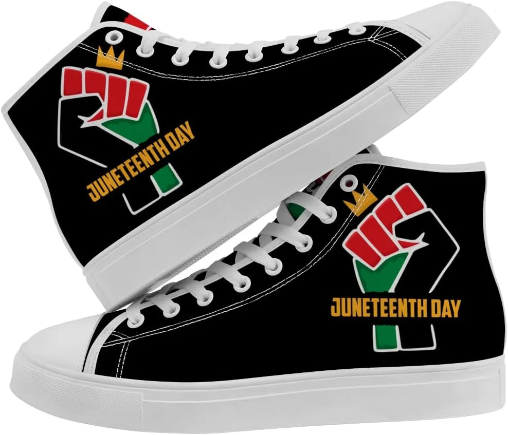 Juneteenth High Top Sneakers Black Month History High Top Canvas Shoes Lace Up Casual Shoes Gifts for Men Women