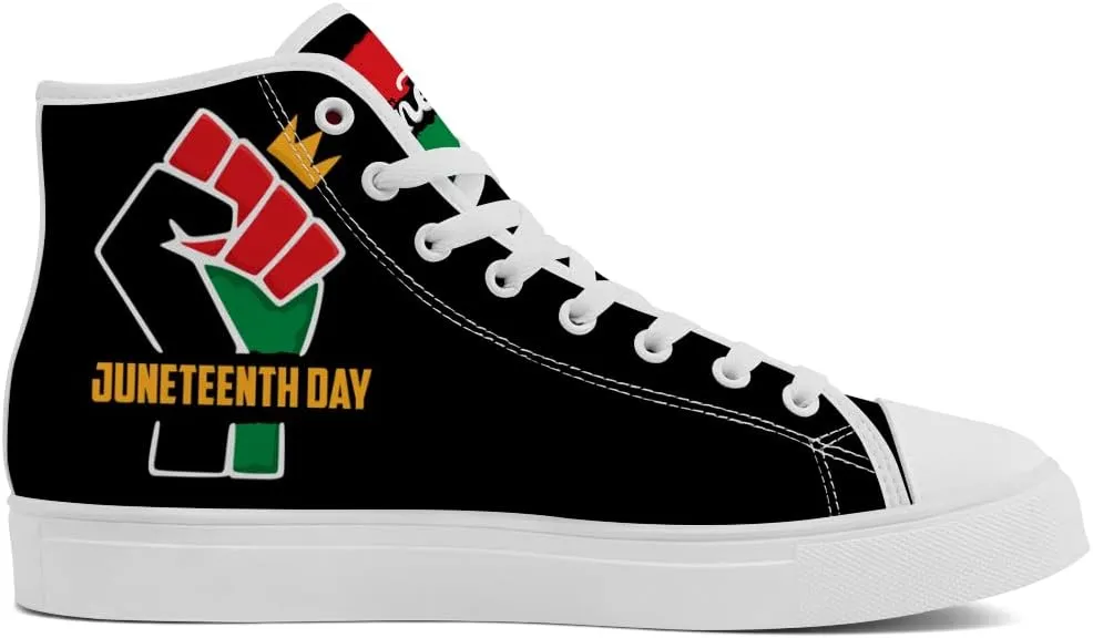 Juneteenth High Top Sneakers Black Month History High Top Canvas Shoes Lace Up Casual Shoes Gifts for Men Women