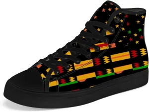 Kente High Top Canvas Shoes Mens Womens American Flag High Top Sneakers African Shoes Gifts for Men Women