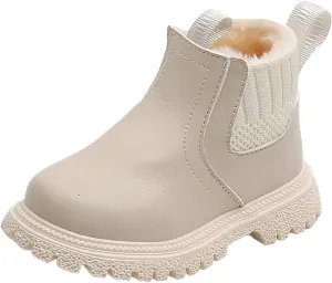 Kids Girls Ankle Bootie Side Zipper Short Suede Booties Slip on Faux Leather Booties Side Zip Low Heels Little Big Kid
