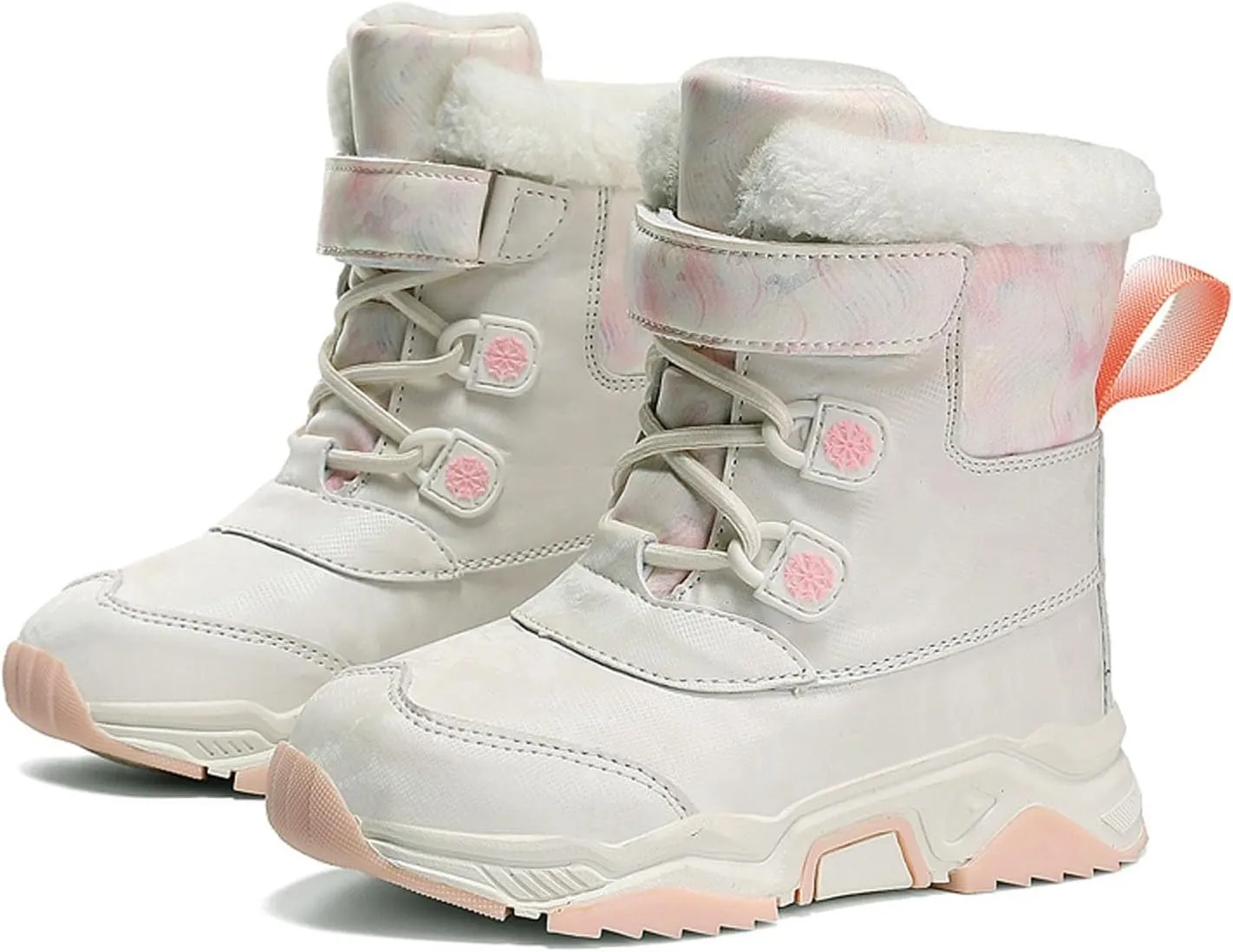 Kids Winter Snow Boots Cozy Fleece Snow Boots Toddler Non-Slip Walking Shoes Faux Fur Boys Girls Warm Outdoor Shoes