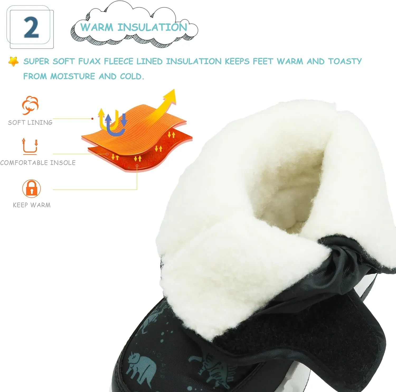 Kids Winter Snow Boots Toddler Boys Warm Outdoor Shoes Anti-Slip Easy On/Off (Toddler/Little Kid)