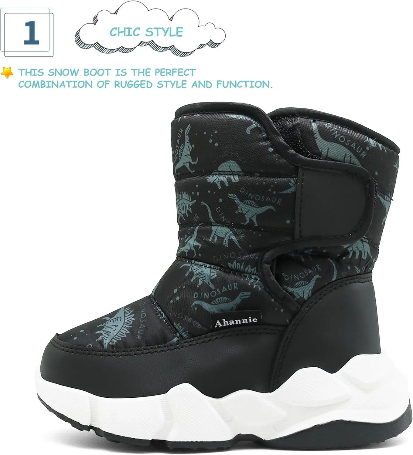 Kids Winter Snow Boots Toddler Boys Warm Outdoor Shoes Anti-Slip Easy On/Off (Toddler/Little Kid)