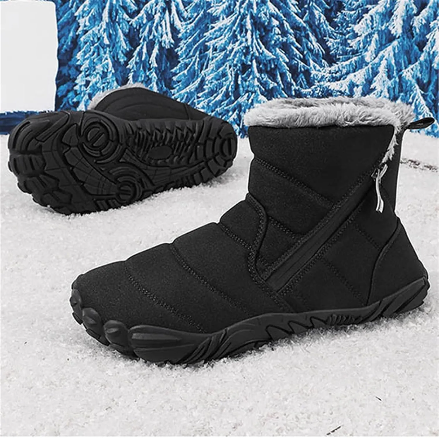 Kids' Winter Snow Boots Warm Anti-Slip Hiking Outdoor Shoes for Boys Girls with Velvet Lined Mid-Top Design Shoes