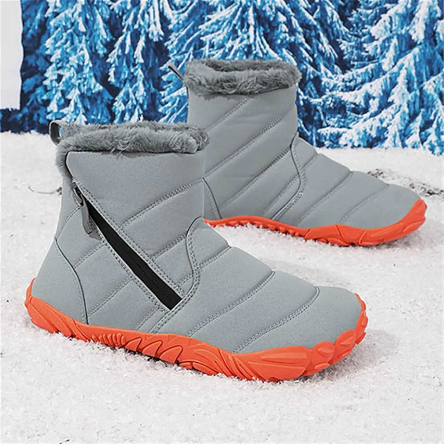 Kids' Winter Snow Boots Warm Anti-Slip Hiking Outdoor Shoes for Boys Girls with Velvet Lined Mid-Top Design Shoes