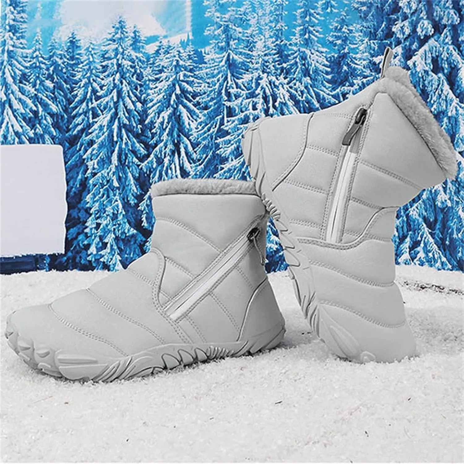 Kids' Winter Snow Boots Warm Anti-Slip Hiking Outdoor Shoes for Boys Girls with Velvet Lined Mid-Top Design Shoes