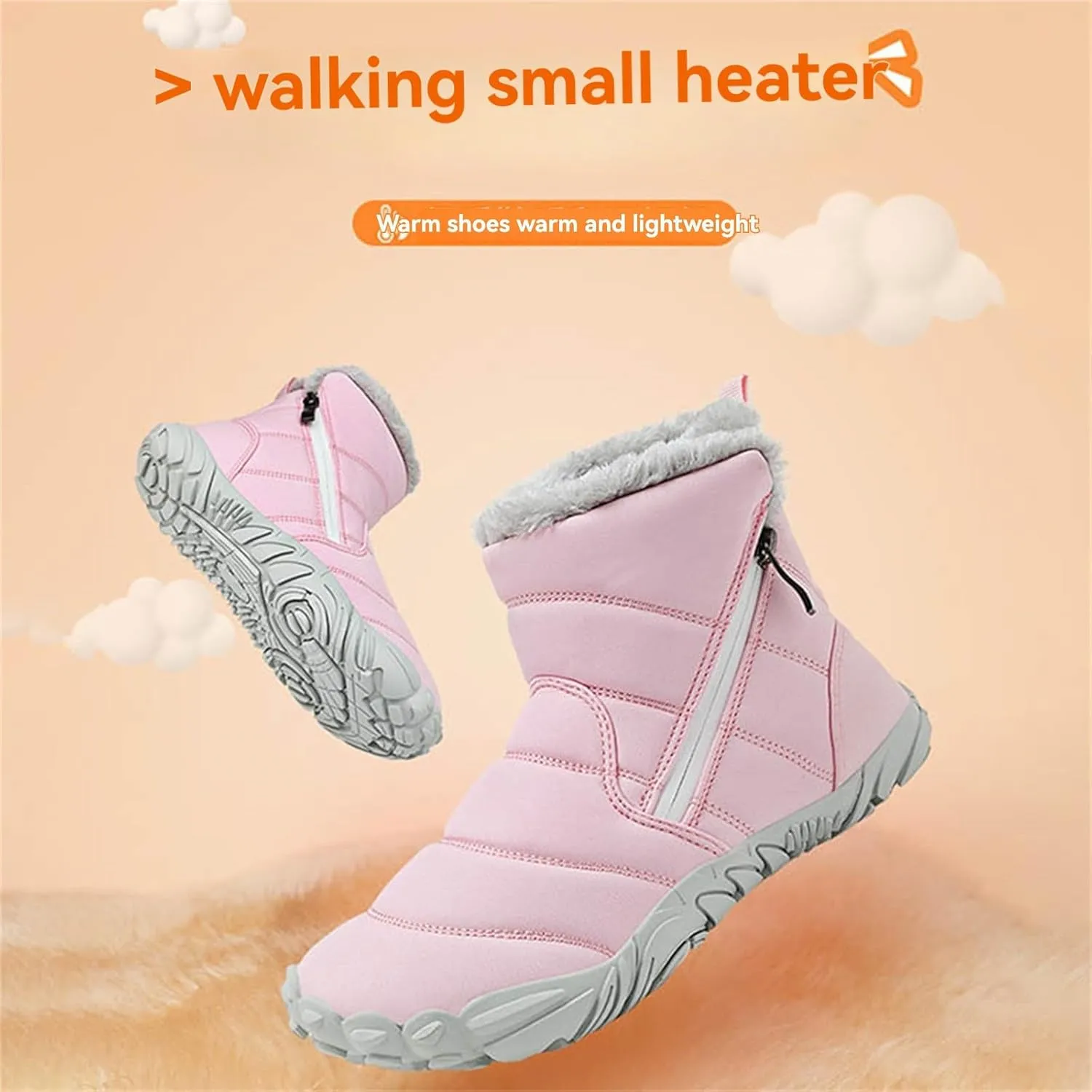 Kids' Winter Snow Boots Warm Anti-Slip Hiking Outdoor Shoes for Boys Girls with Velvet Lined Mid-Top Design Shoes