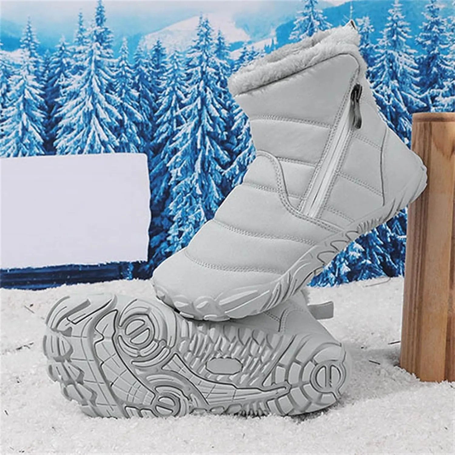 Kids' Winter Snow Boots Warm Anti-Slip Hiking Outdoor Shoes for Boys Girls with Velvet Lined Mid-Top Design Shoes
