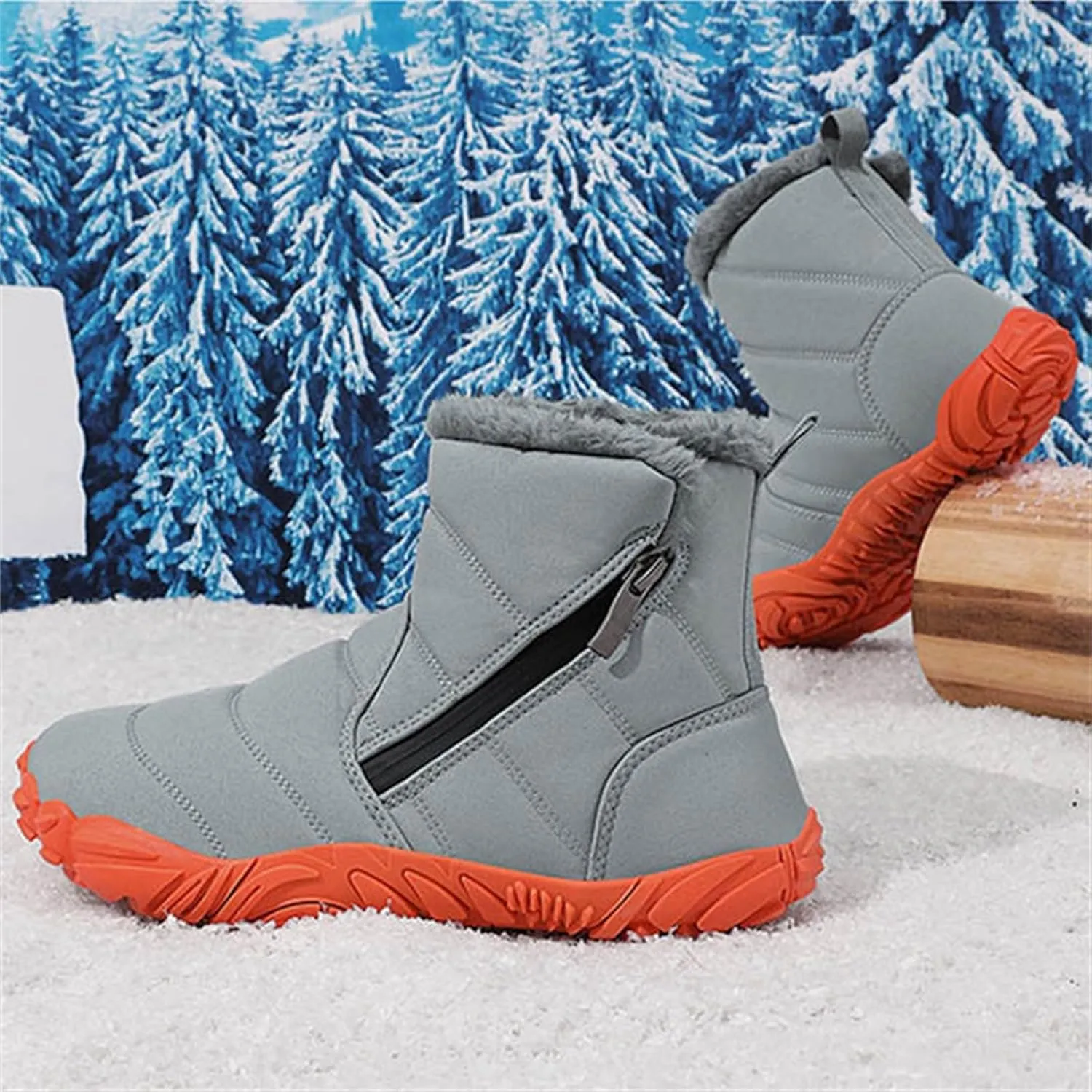 Kids' Winter Snow Boots Warm Anti-Slip Hiking Outdoor Shoes for Boys Girls with Velvet Lined Mid-Top Design Shoes