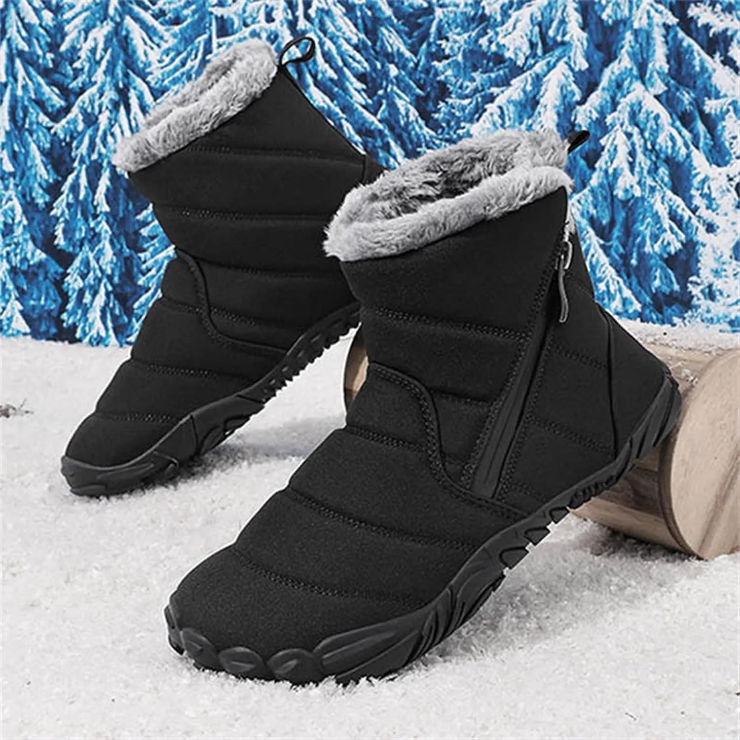 Kids' Winter Snow Boots Warm Anti-Slip Hiking Outdoor Shoes for Boys Girls with Velvet Lined Mid-Top Design Shoes