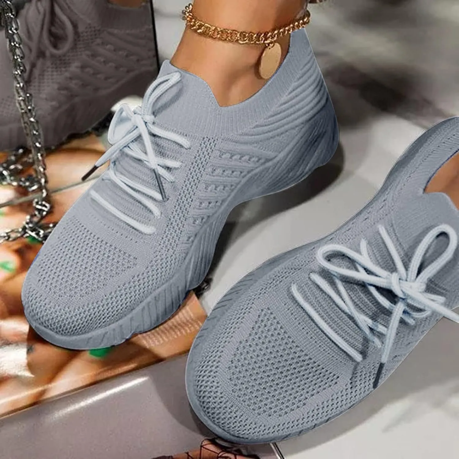 Lace-up Large Women's Size Flying Platform Fashion Solid Knitted Color Women's A New Day