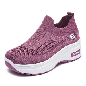 Ladies Breathable Knit Platform Sock Sneakers