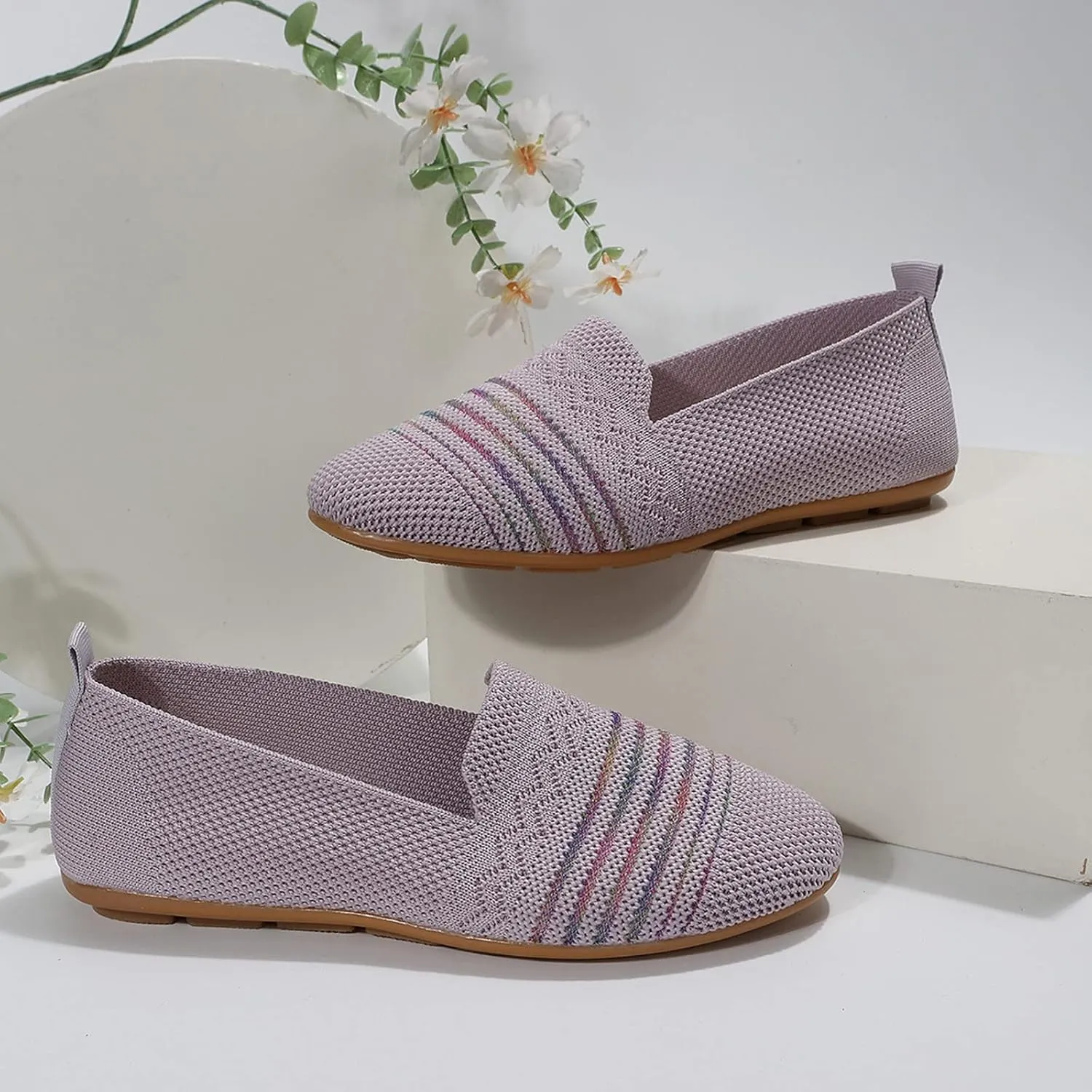 Ladies Fashion Breathable Mesh Comfortable Flat Bottomed Casual Shoes Mens Slip on Size 11 (Purple, 9)
