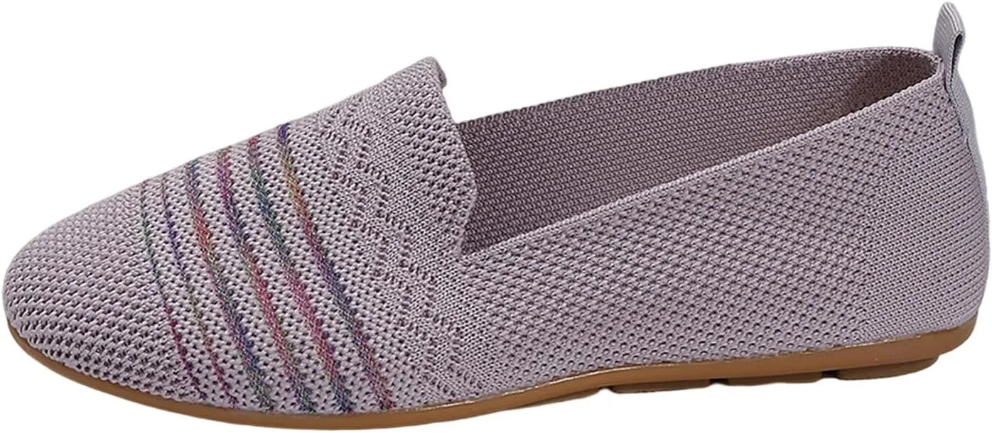 Ladies Fashion Breathable Mesh Comfortable Flat Bottomed Casual Shoes Mens Slip on Size 11 (Purple, 9)