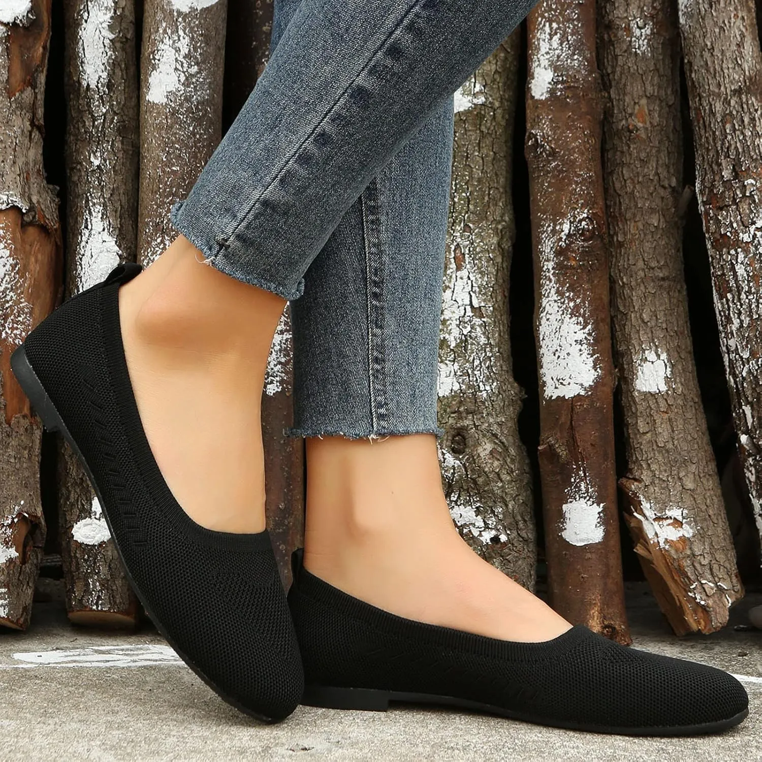 Ladies Fashion Solid Color Breathable Mesh Shallow Mouth Comfortable Flat Casual Shoes Women's Casual Shoes Slip on