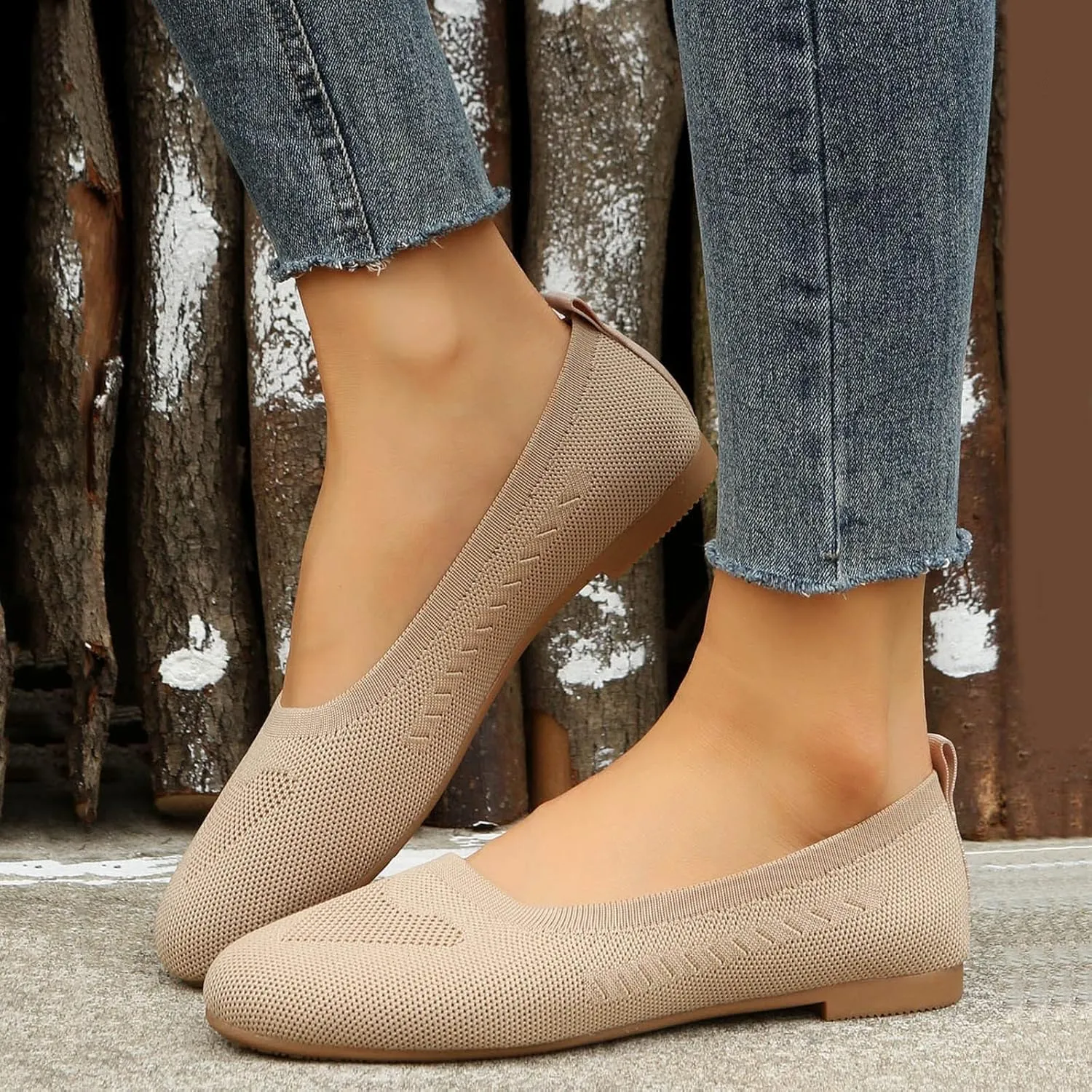 Ladies Fashion Solid Color Breathable Mesh Shallow Mouth Comfortable Flat Casual Shoes Women's Casual Shoes Slip on