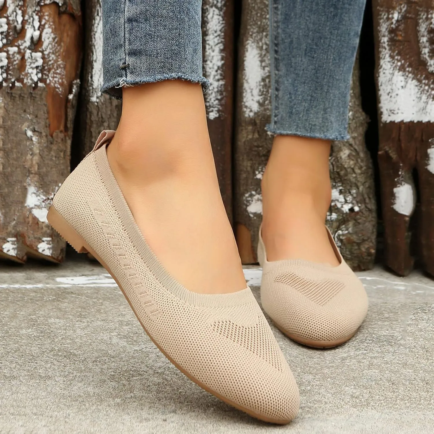 Ladies Fashion Solid Color Breathable Mesh Shallow Mouth Comfortable Flat Casual Shoes Women's Casual Shoes Slip on