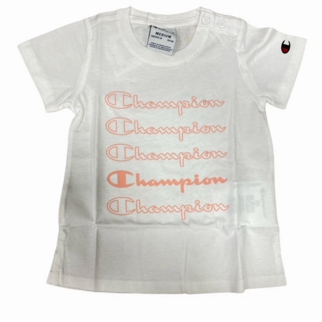 Champion maglietta maniche corte da bambina 404389 WW001 WHT bianco Cozy And Stylish