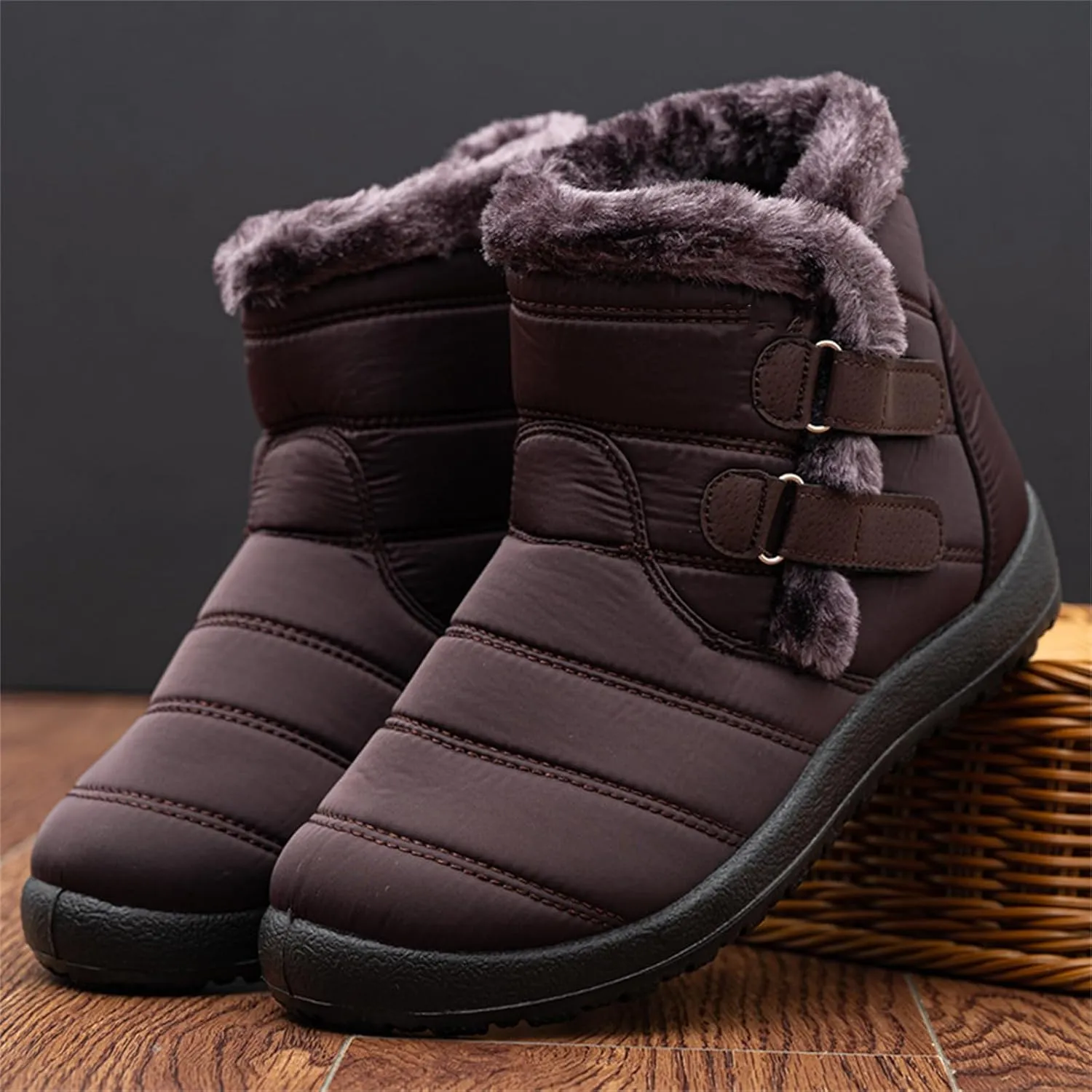 Lausiuoe Snow Boots For Women Waterproof Insulated Wide Width Winter Ankle Booties Warm Fur Lined Flat Outdoor Shoes