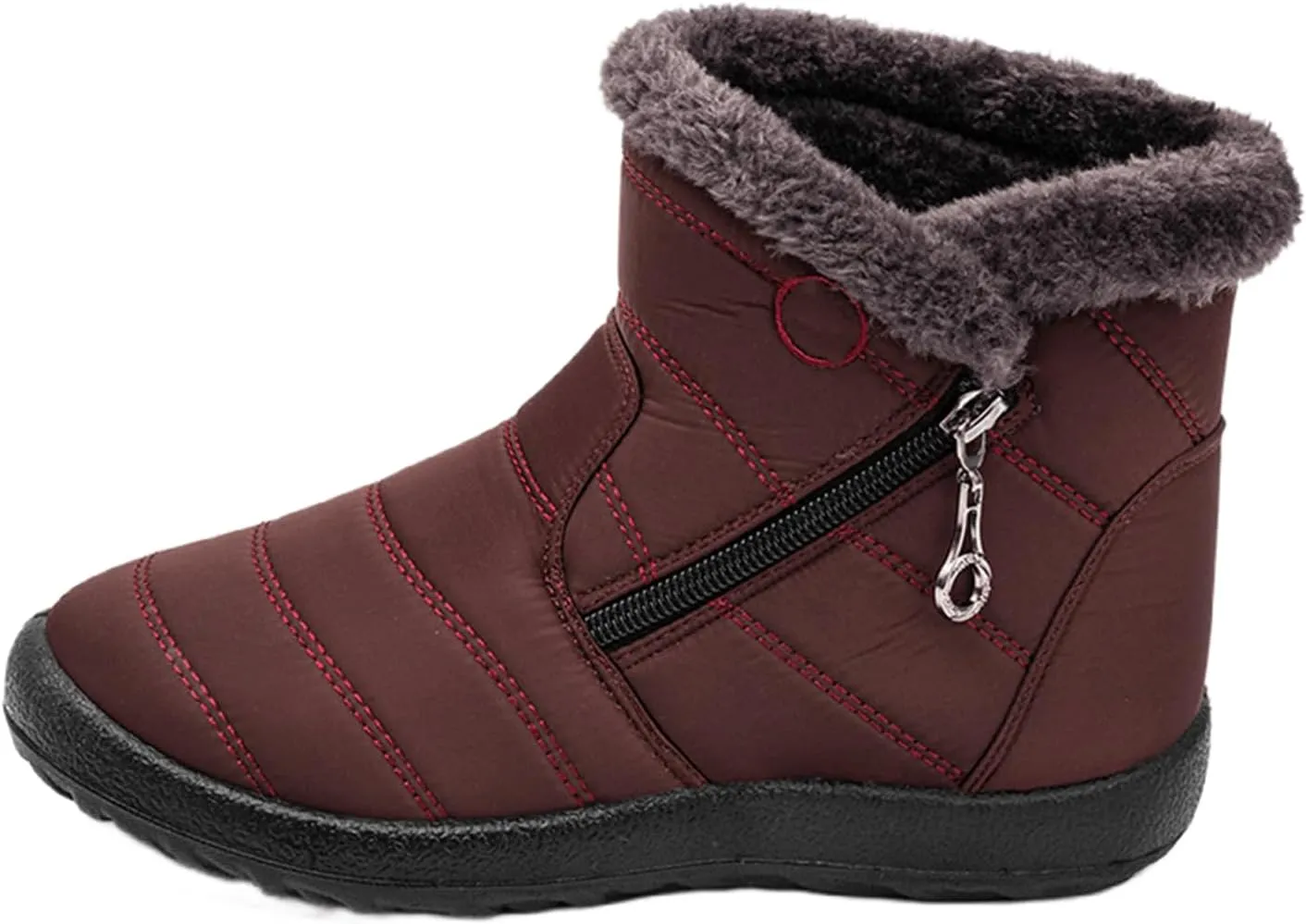Lausiuoe Snow Boots For Women Waterproof Insulated Wide Width Winter Fur Lined Warm Slip On Ankle Booties Outdoor Shoes