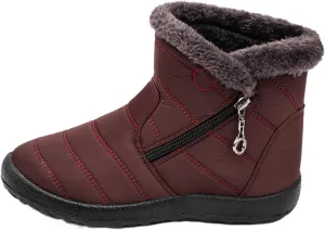 Lausiuoe Snow Boots For Women Waterproof Insulated Wide Width Winter Fur Lined Warm Slip On Ankle Booties Outdoor Shoes