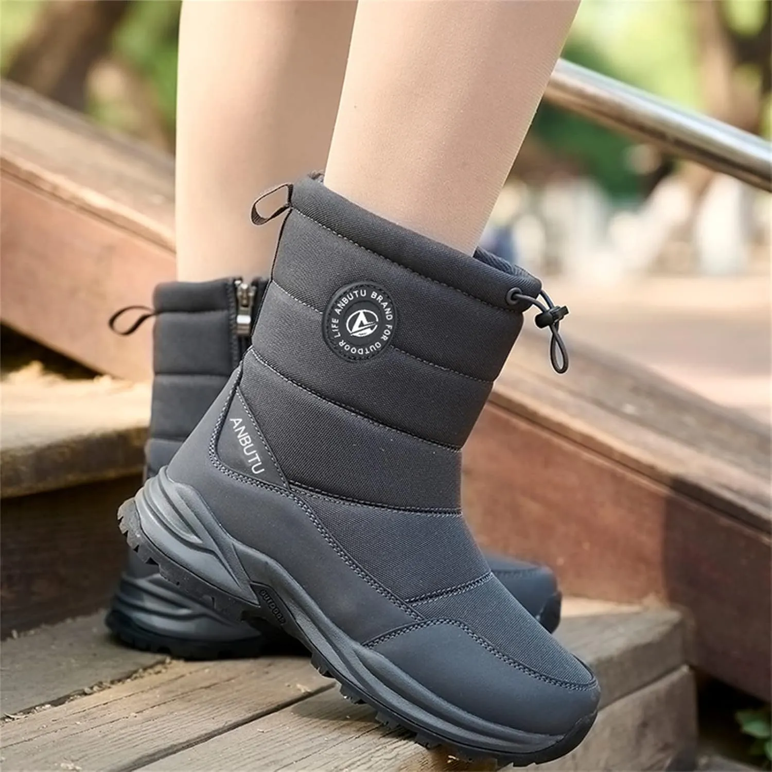 Lausiuoe Snow Boots For Women Waterproof Insulated Wide Width Winter Slip On Ankle Booties Fur Lined Outdoor Shoes