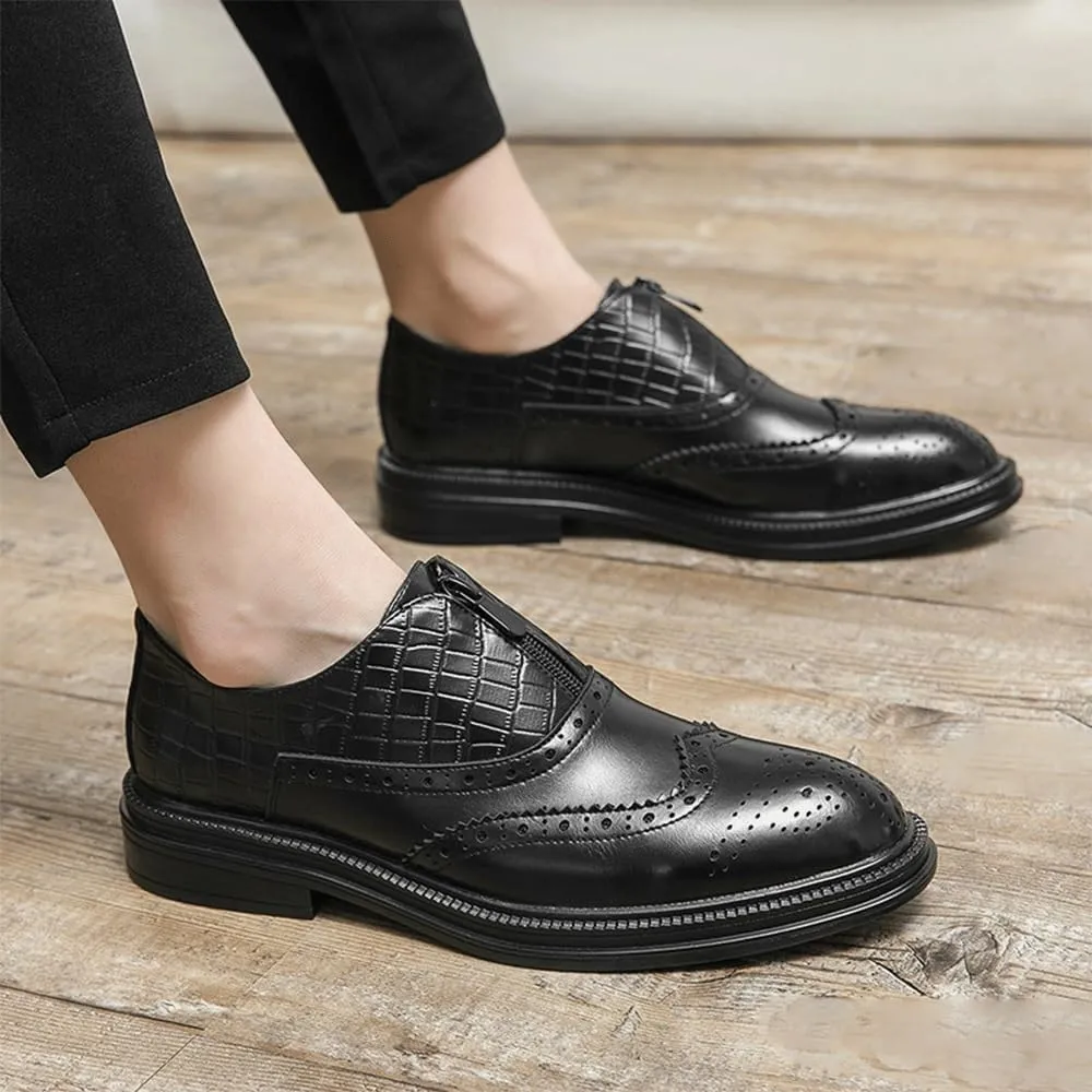 Leather Brogue Mens Flats Shoes Casual British Style Oxfords Fashion Dress Loafers Formal Shoes for Men