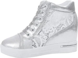 Leather Lace Wedge Rubber Shoes Women Increasing Platform Women's Casual Sports Shoes